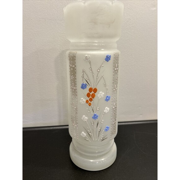 Other - VINTAGE HAND-PAINTED GLASS VASE Victorian Mantel Bristol? Floral